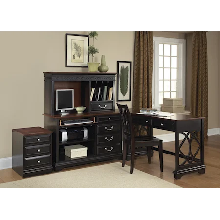 Complete L Shape Desk with Hutch, Credenza, and Writing Desk